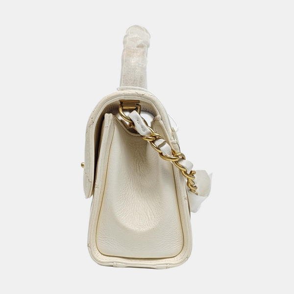 COCO HANDLE Mini Quilted Lambskin White