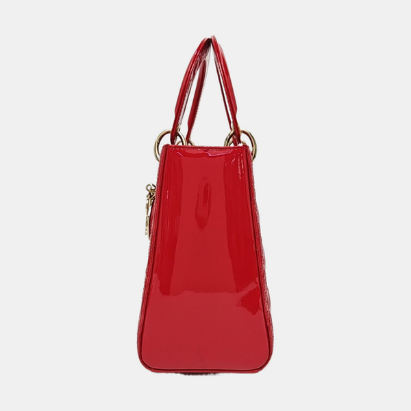 Authenticated pre-owned Lady Dior Medium Cannage Lambskin Red - Tote Bag at Looply