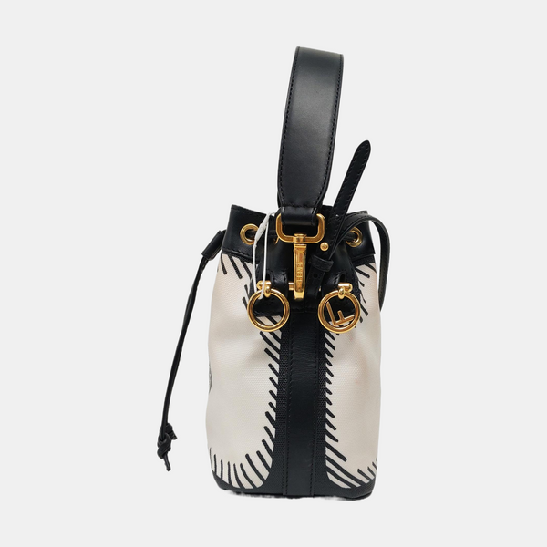 Authenticated pre-owned Mon Tresor Mini Fabric White - Bucket Bag at Looply