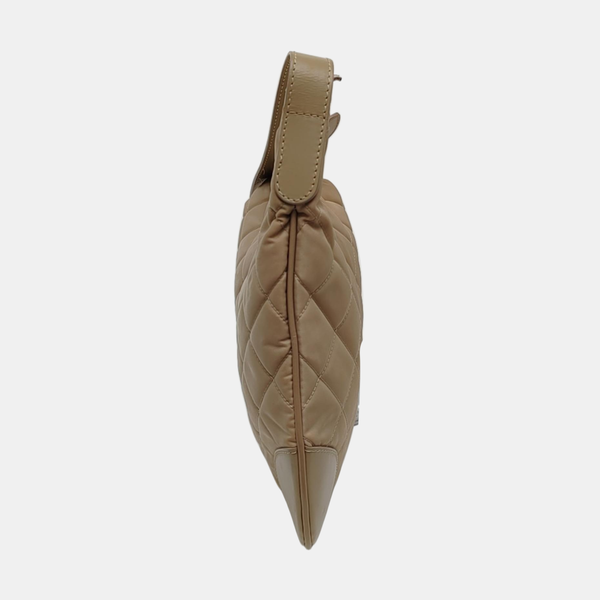 Quilted Nylon Shoulder Bag Beige