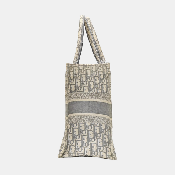 Book Tote Medium Oblique Canvas White