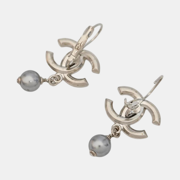 CC Logo Metal Silver Earrings