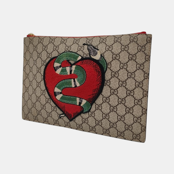 Monogram Coated Canvas Clutch Beige