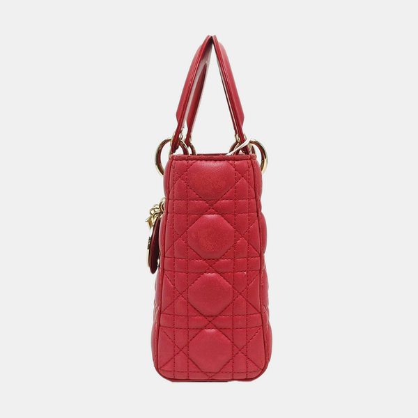 Lady Dior Small Cannage Lambskin Red