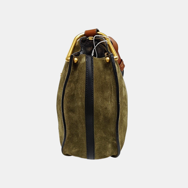 Quilted Suede Shoulder Bag Green