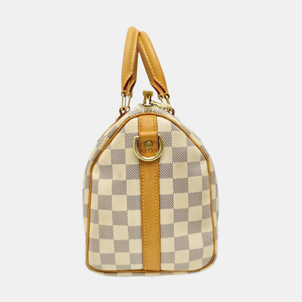 SPEEDY 25 Damier Azur Coated Canvas White