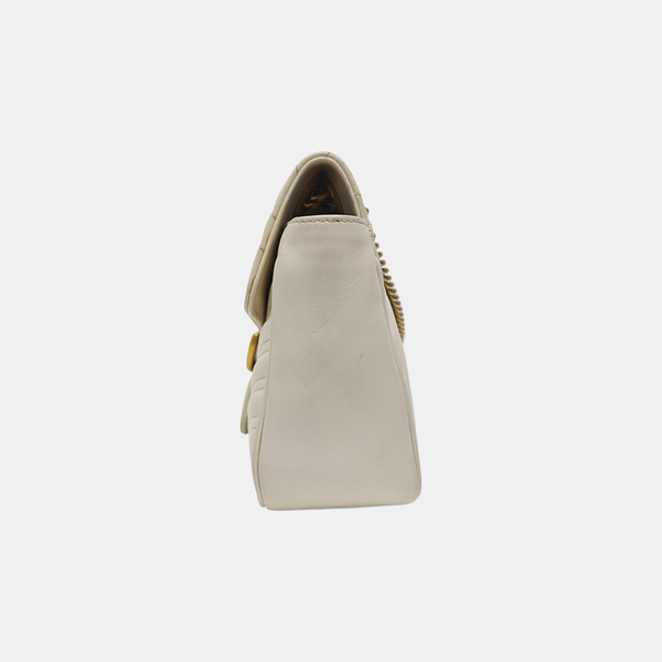 GG Marmont Medium Quilted Calfskin White