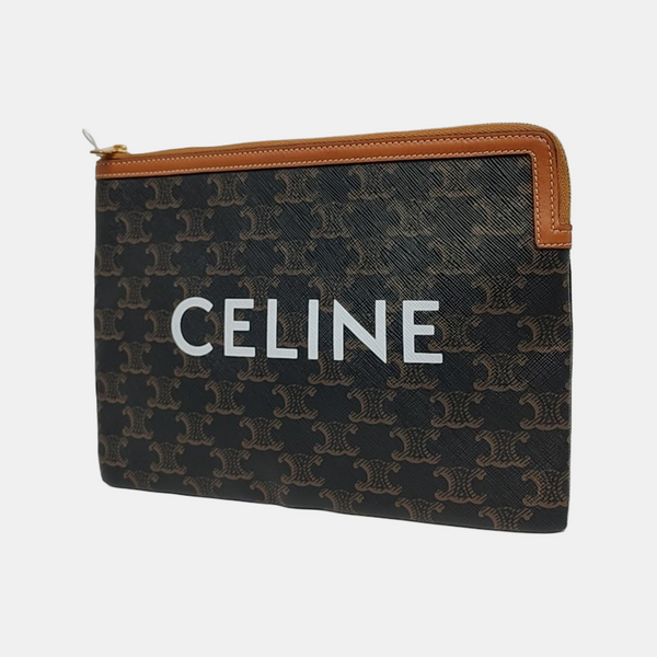 Authenticated pre-owned TRIOMPHE Small Coated Canvas Brown - Clutch at Looply