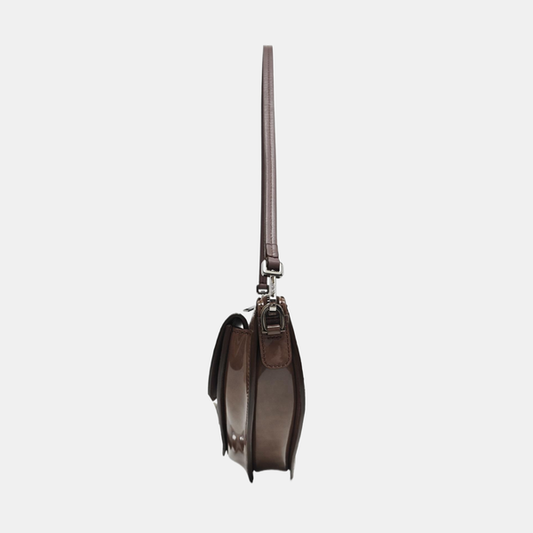 Authenticated pre-owned Saddle Monogram Patent Leather Grey - Shoulder Bag at Looply