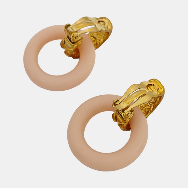 Metal Pink Clip On Earrings