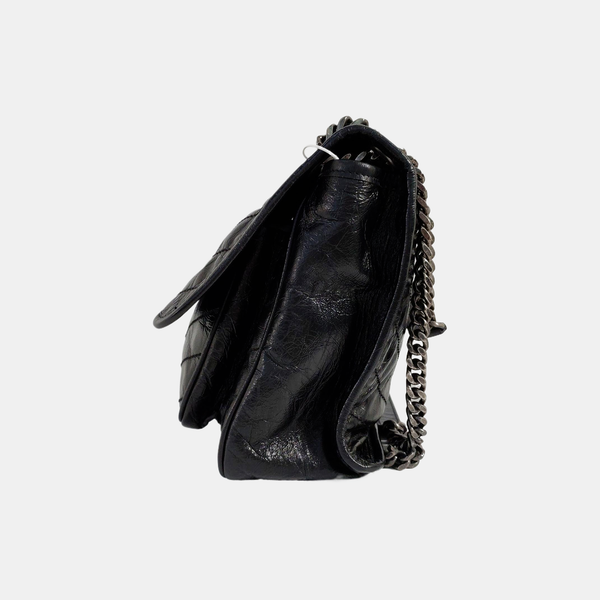 NIKI Medium Chevron Calfskin Black