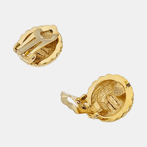 Twist Round Metal Gold Clip On Earrings