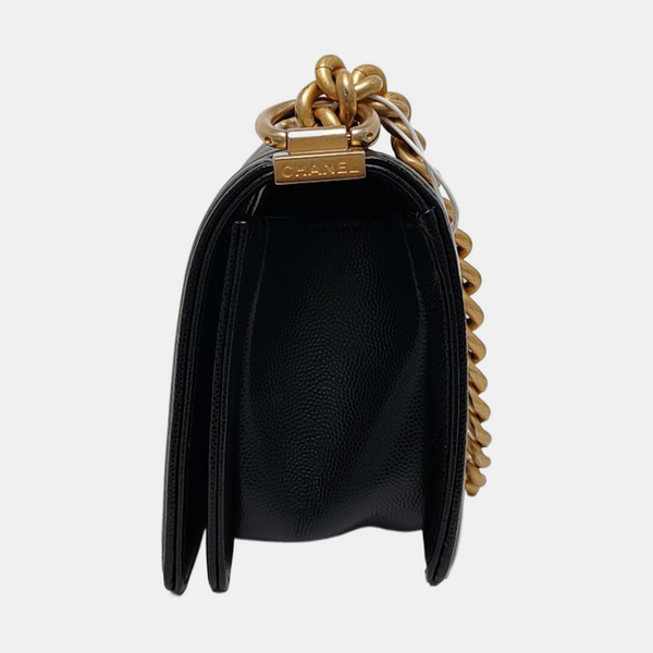 BOY CHANEL Small Quilted Grained Calfskin Black