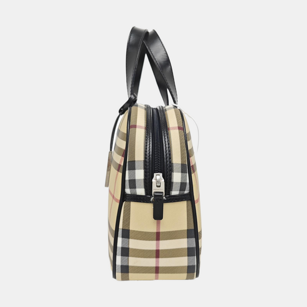 Coated Canvas Top Handle Bag Beige
