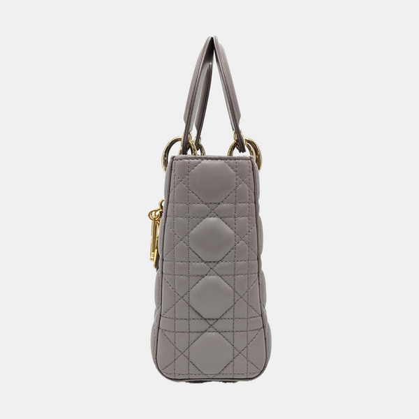 Lady Dior Medium Cannage Lambskin Gray