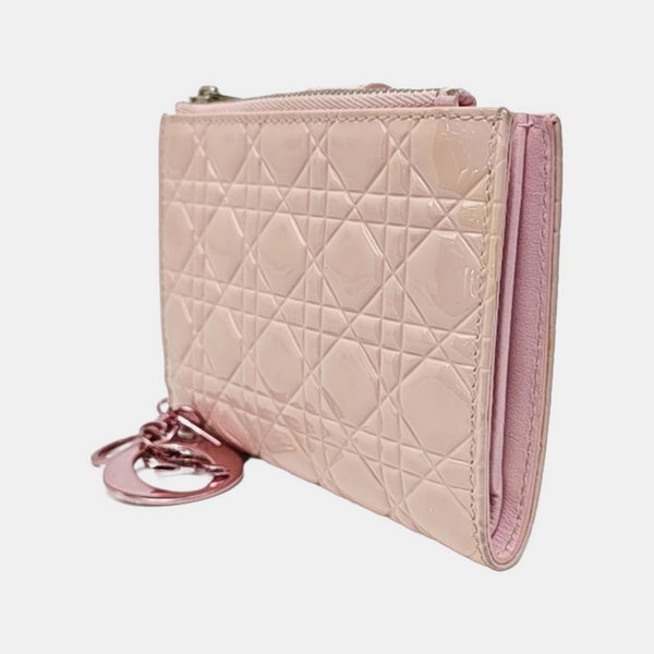 Lady Dior Cannage Patent Leather Pink Wallet