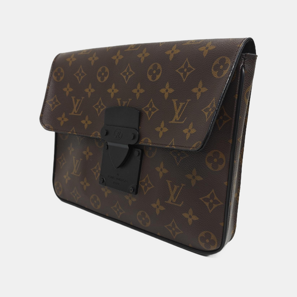 S LOCK Monogram Coated Canvas Brown