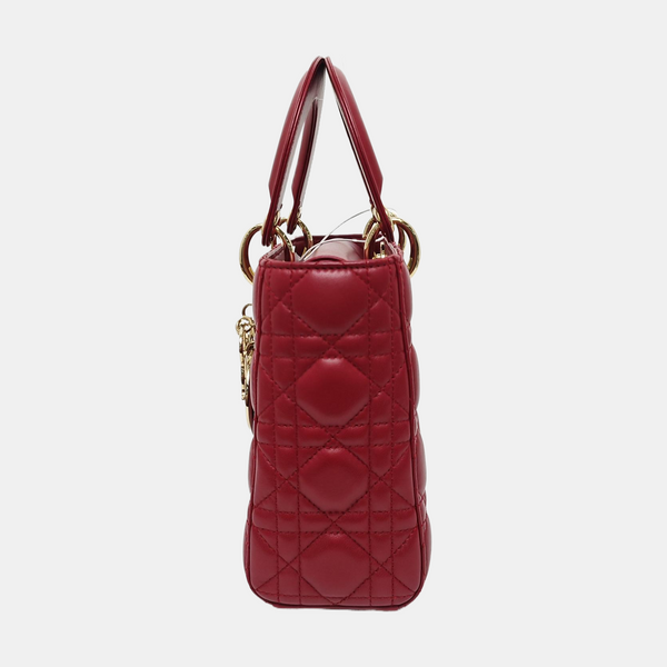 Lady Dior Small Cannage Lambskin Red
