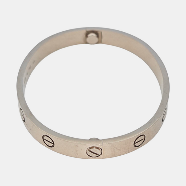 LOVE 18k White Gold Silver Bangle