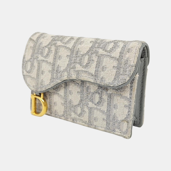 Authenticated pre-owned Saddle Oblique Fabric Gray Card Holder - Card Holder at Looply