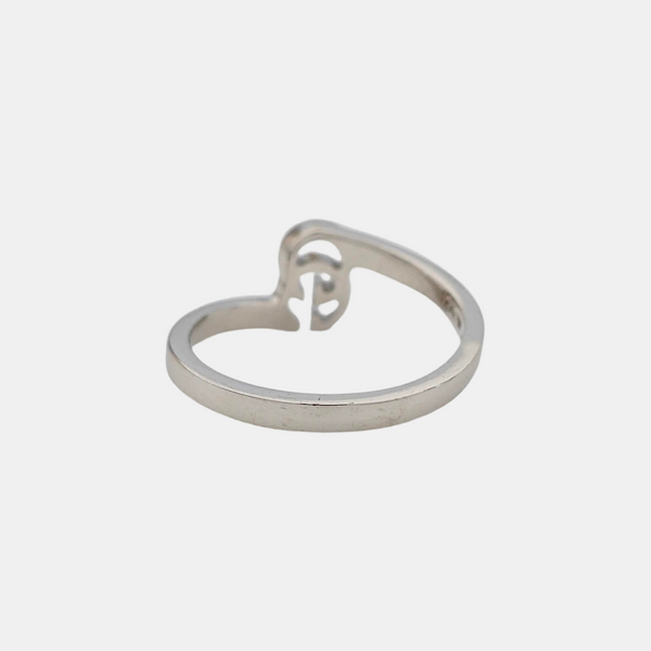 Interlocking G 18k White Gold Silver Ring HK 8