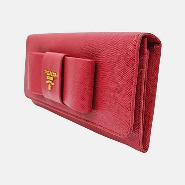 Fiocco Bow Calfskin Red Wallet