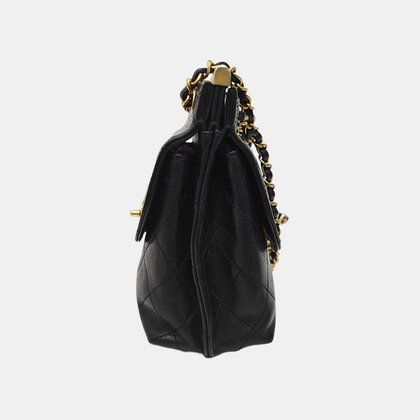 Quilted Calfskin Shoulder Bag Black