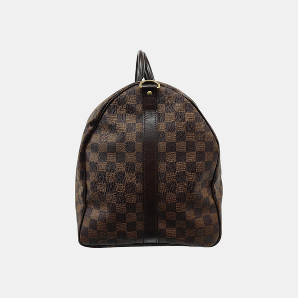 KEEPALL 55 Damier Ebene Coated Canvas Brown