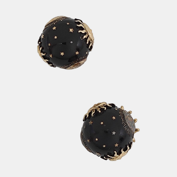 Dior Tribales Metal Black Stud Earrings