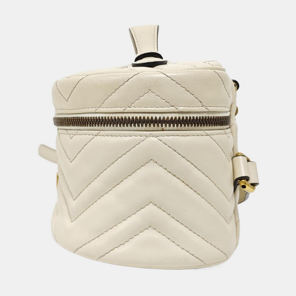 GG Marmont Mini Quilted Calfskin White