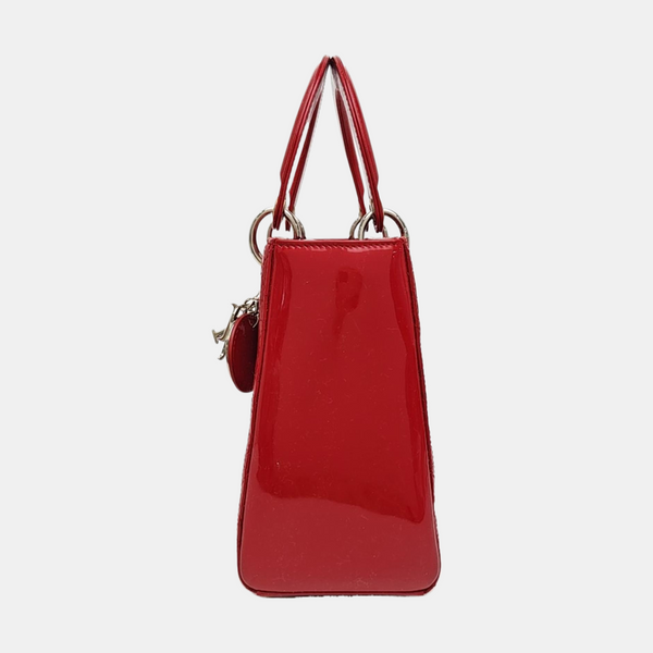 Lady Dior Medium Cannage Patent Leather Red