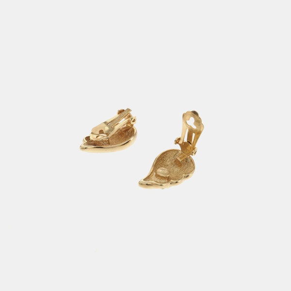 Twist Round Metal Gold Clip On Earrings