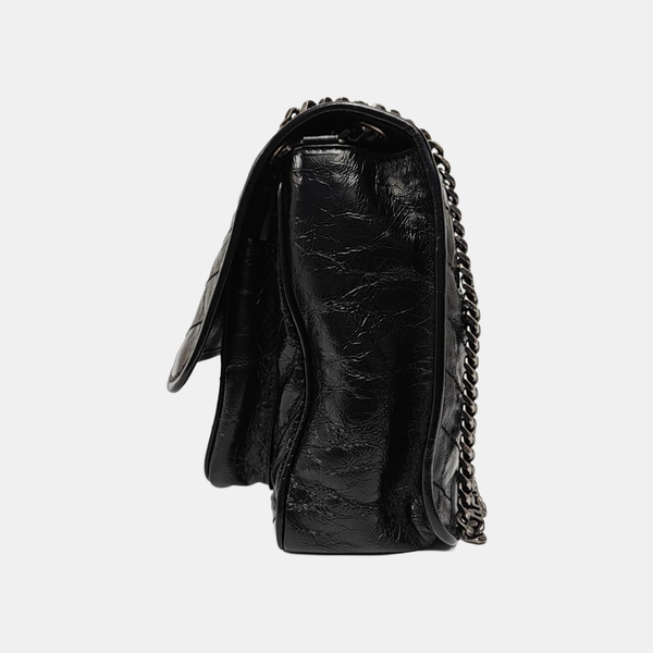 NIKI Large Chevron Calfskin Black