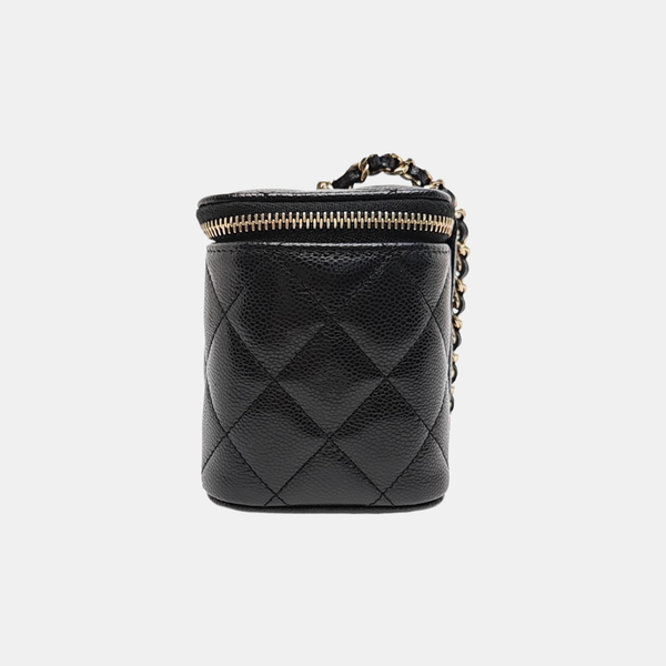 VANITY CASE Small Quilted Grained Calfskin Black