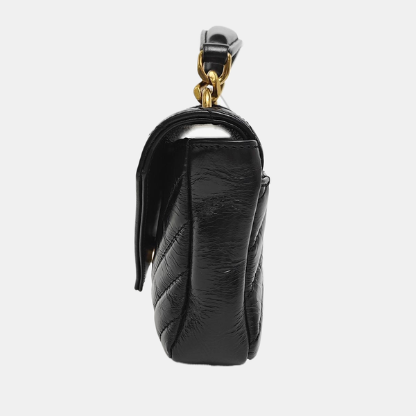ENVELOPE Small Chevron Calfskin Black