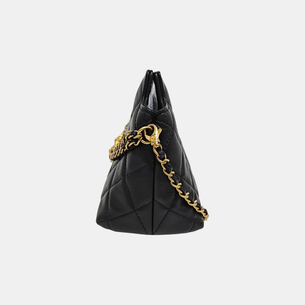Quilted Lambskin Shoulder Bag Black