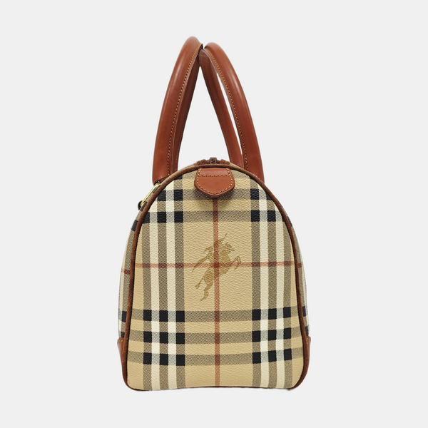 Coated Canvas Top Handle Bag Beige
