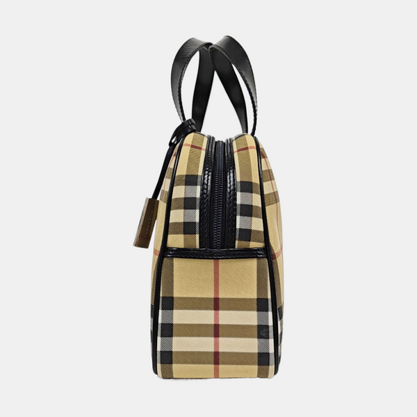 Coated Canvas Top Handle Bag Beige