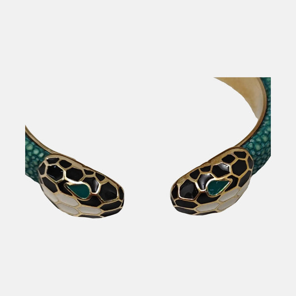 SERPENTI Brass Green Bangle