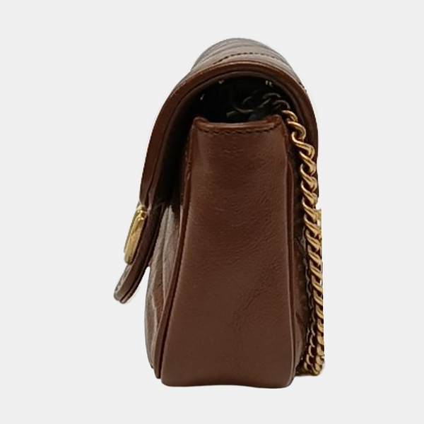 GG Marmont Mini Quilted Calfskin Brown