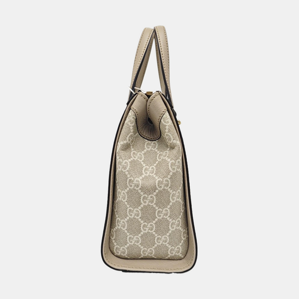Ophidia Small Monogram Coated Canvas Beige