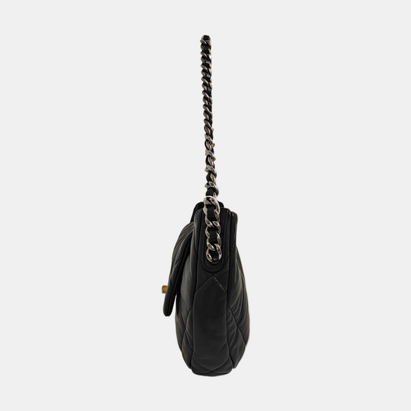 Quilted Lambskin Shoulder Bag Black