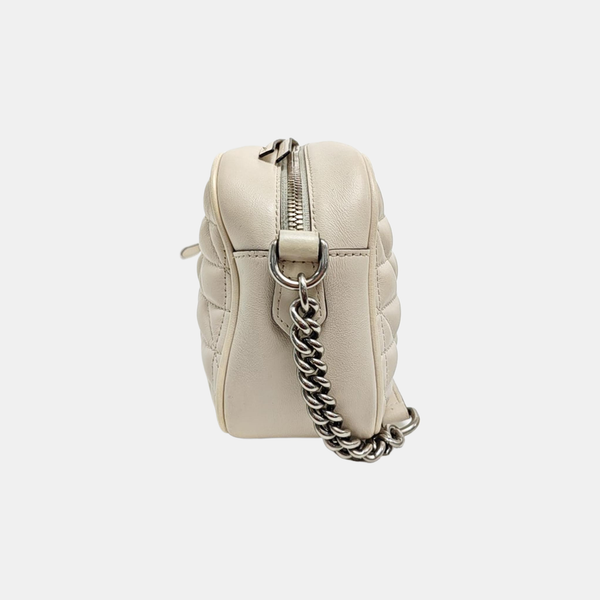 GG Marmont Small Quilted Calfskin White