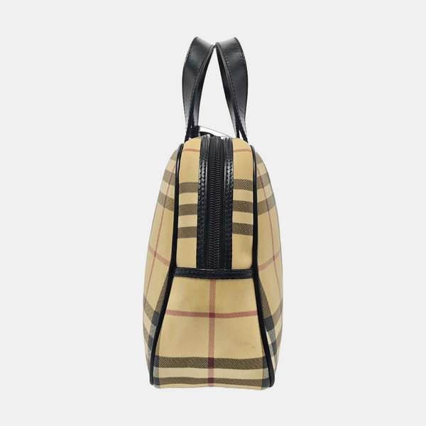 Coated Canvas Top Handle Bag Beige