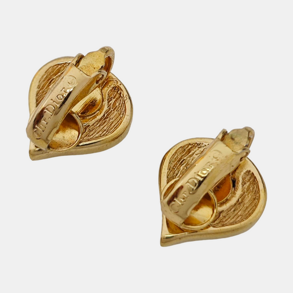Dior Oblique Metal Gold Clip On Earrings