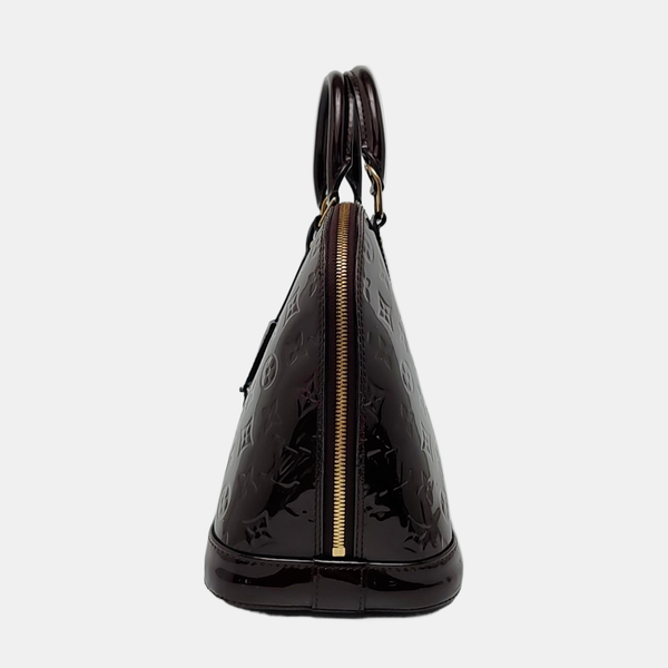 Authenticated pre-owned ALMA PM Monogram Patent Leather Burgundy - Top Handle Bag at Looply