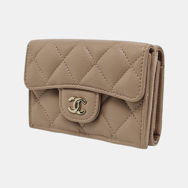 CLASSIC FLAP Quilted Grained Calfskin Pink Wallet