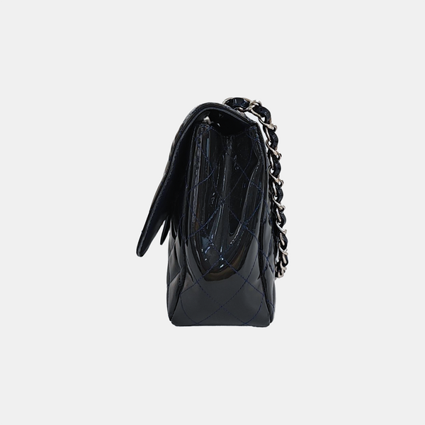 CLASSIC FLAP Jumbo Quilted Patent Leather Blue