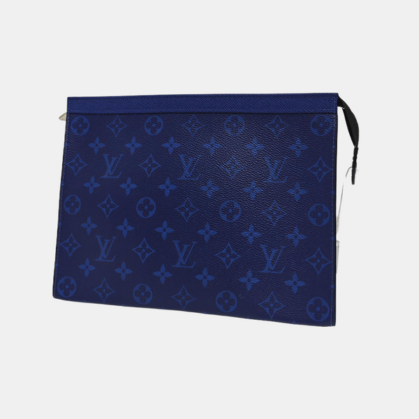 Pochette Voyag MM Monogram Coated Canvas Blue