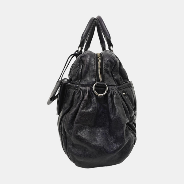 Quilted Lambskin Top Handle Bag Blue